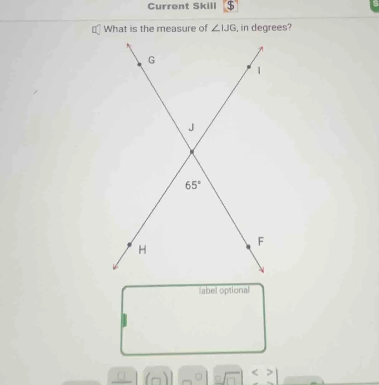 what is the measure of $\\angle ijg$, in degrees?