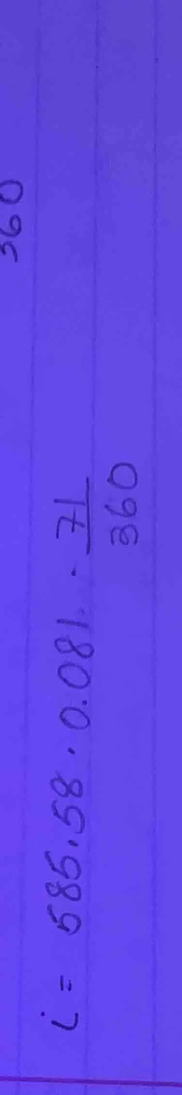 l = 585.081 · \\frac{71}{360}