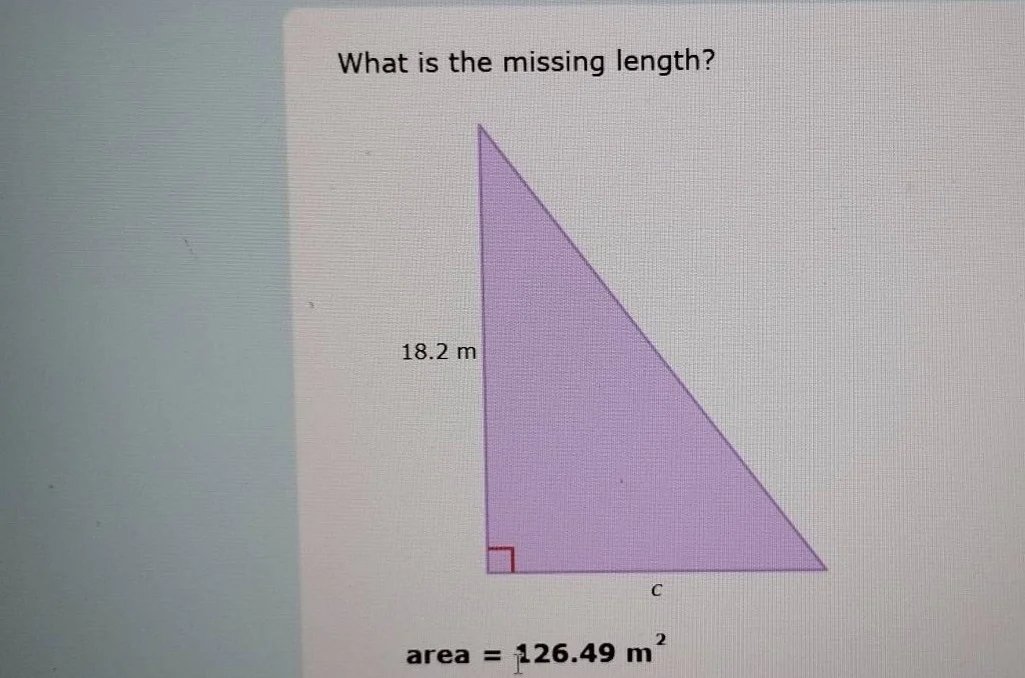 what is the missing length? 18.2 m c area = 126.49 m²