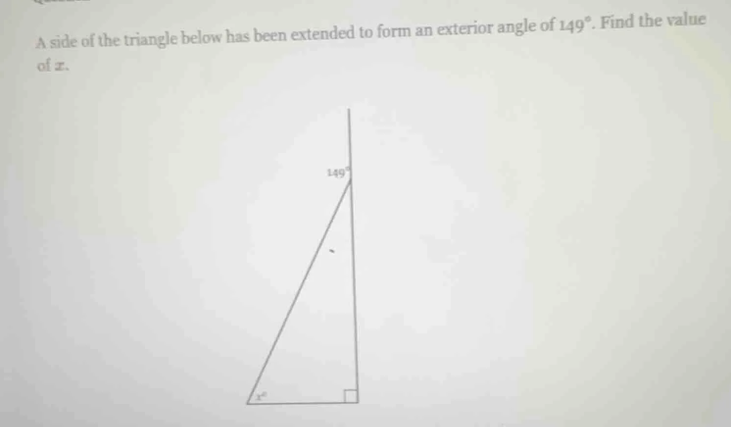 a side of the triangle below has been extended to form an exterior angl…