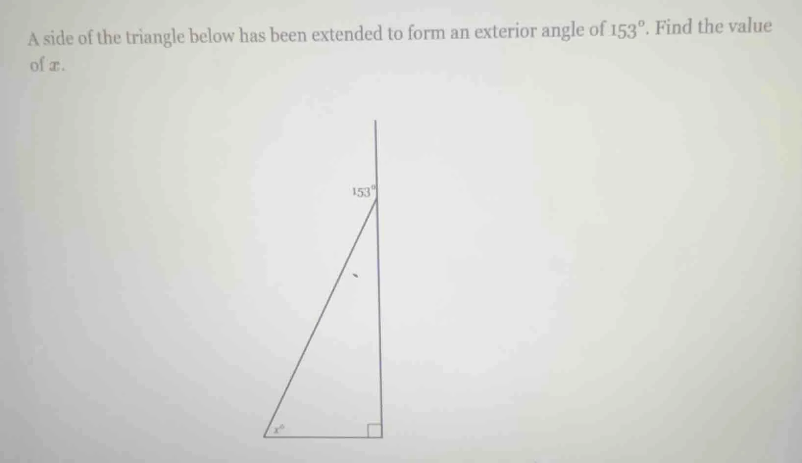 a side of the triangle below has been extended to form an exterior angl…