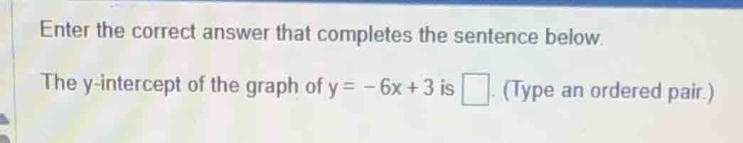 enter the correct answer that completes the sentence below. the y-inter…