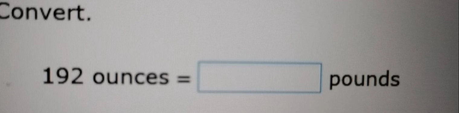 convert. 192 ounces = box pounds