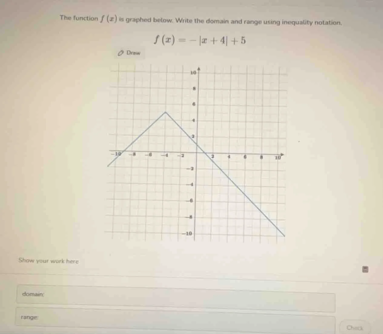 the function $f(x)$ is graphed below. write the domain and range using …