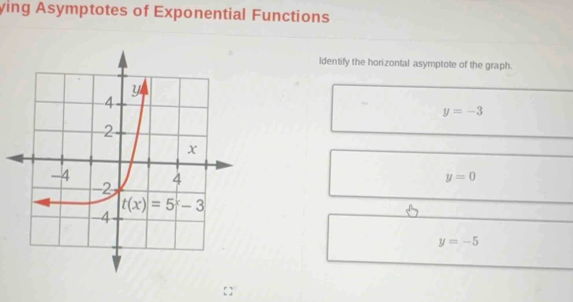 ying asymptotes of exponential functions identify the horizontal asympt…