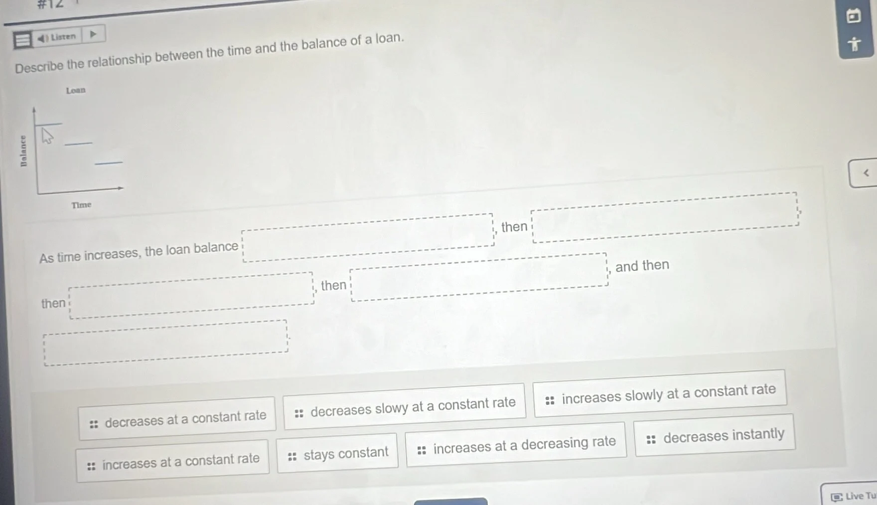 #12 listen describe the relationship between the time and the balance o…