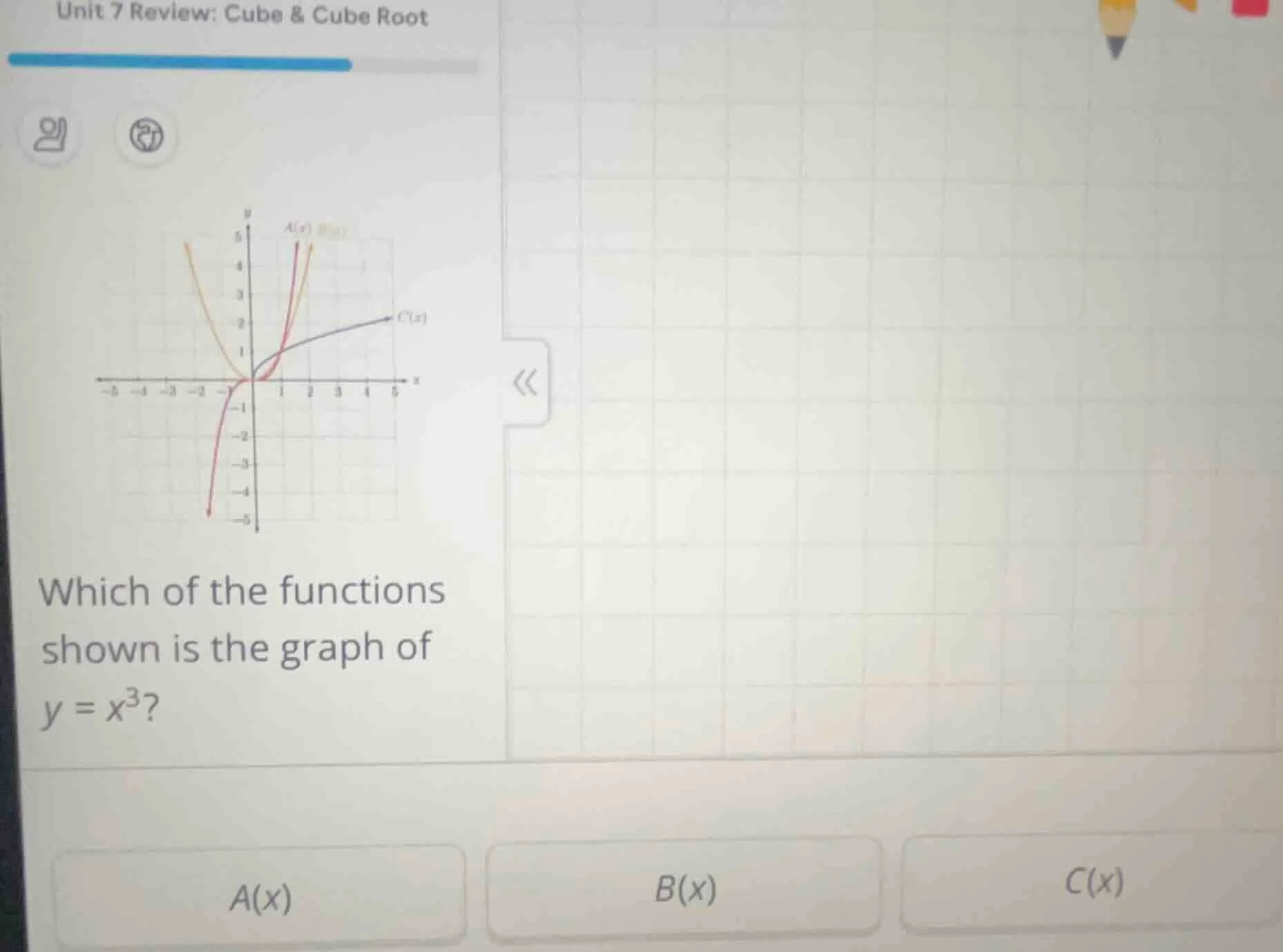 unit 7 review: cube & cube root which of the functions shown is the gra…