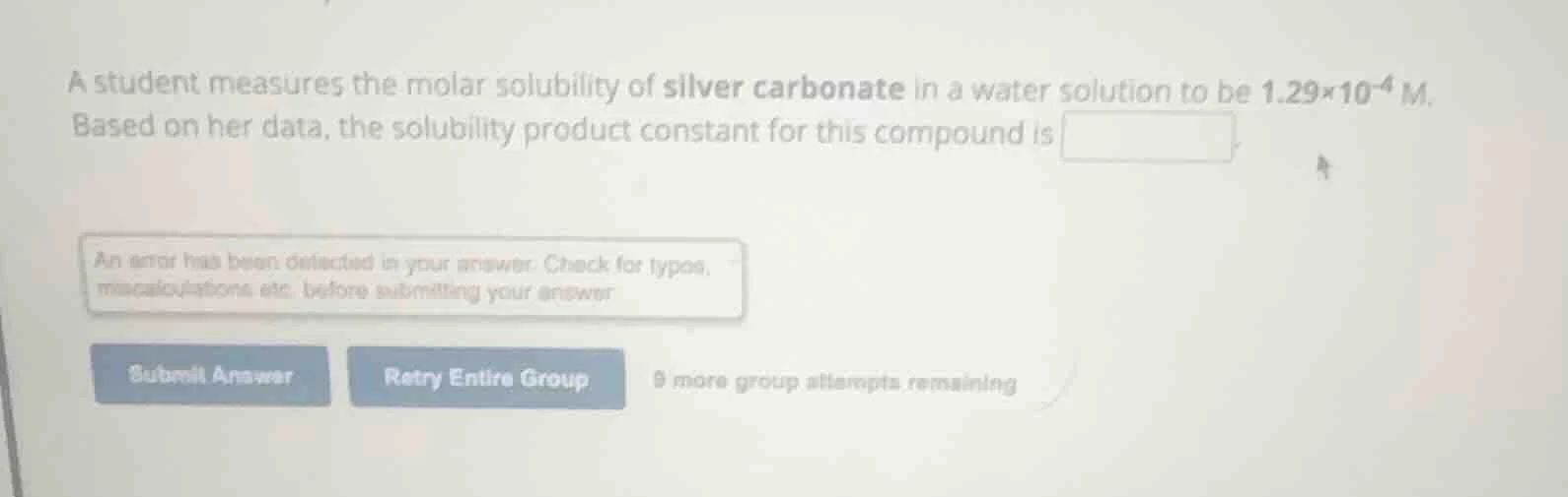 a student measures the molar solubility of silver carbonate in a water …