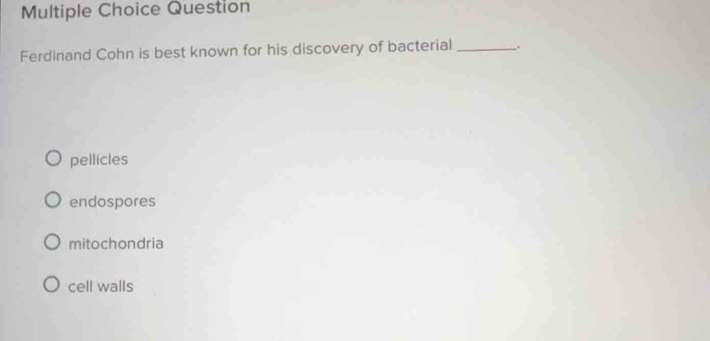 multiple choice question ferdinand cohn is best known for his discovery…