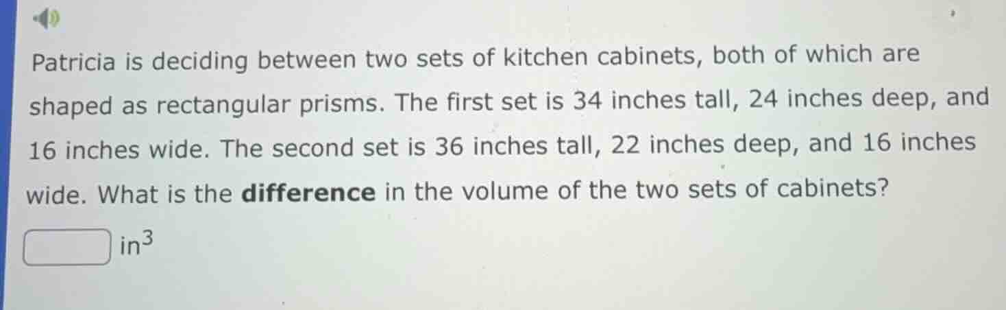 patricia is deciding between two sets of kitchen cabinets, both of whic…