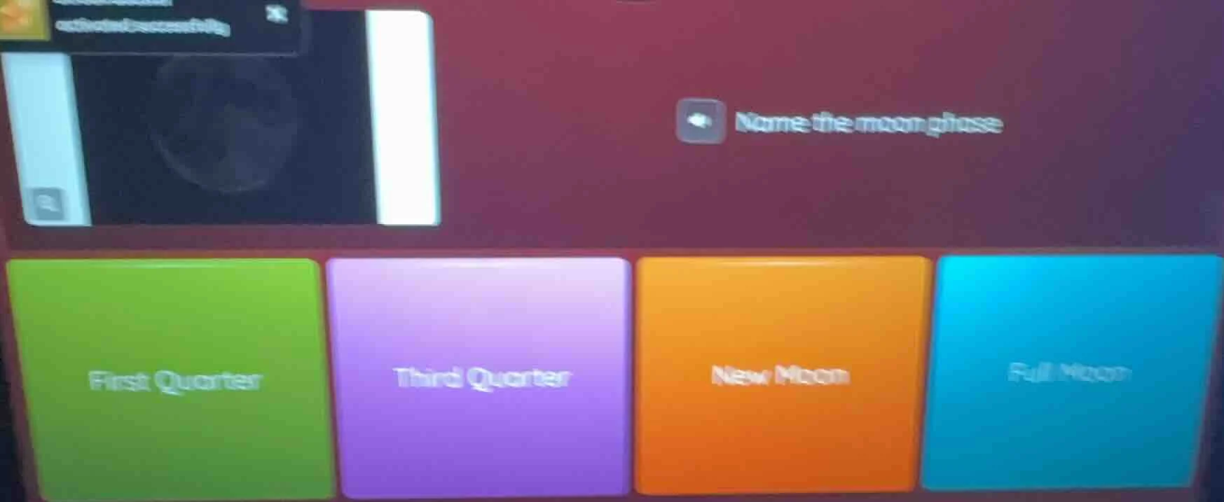 name the moon phase; first quarter; third quarter; new moon; full moon