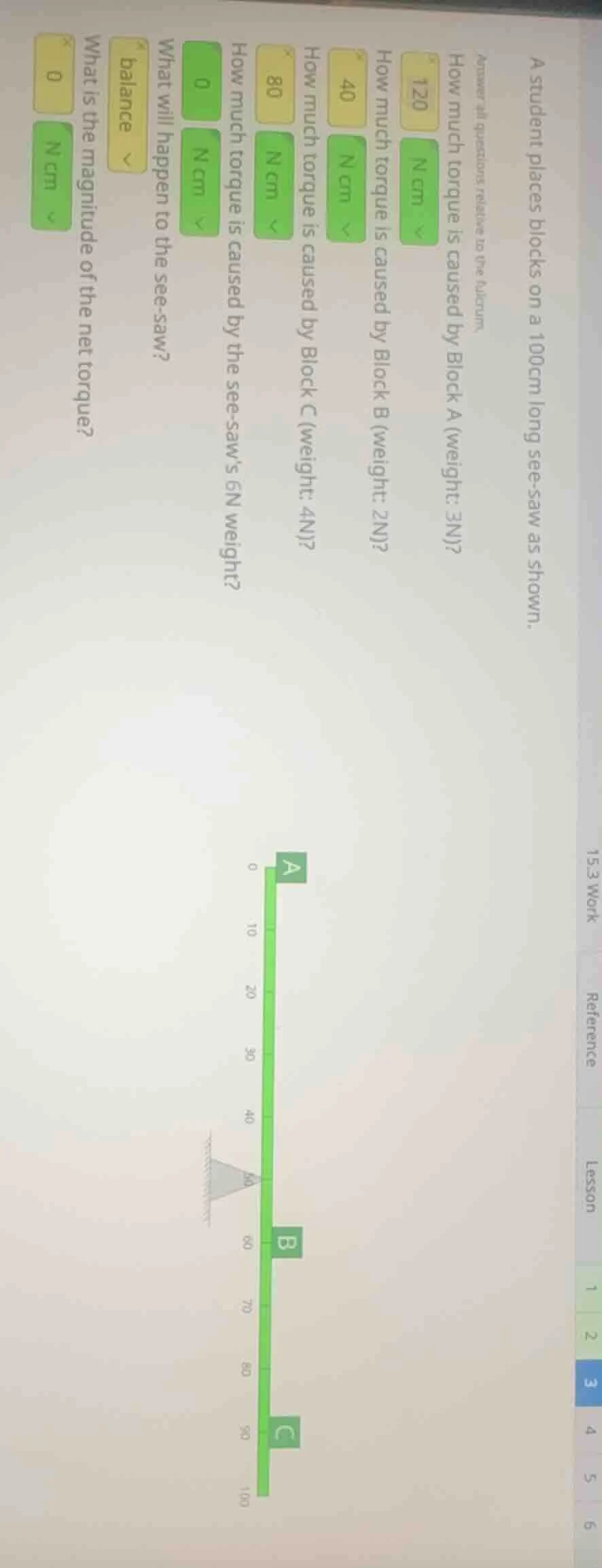 a student places blocks on a 100cm long see - saw as shown. answer all …