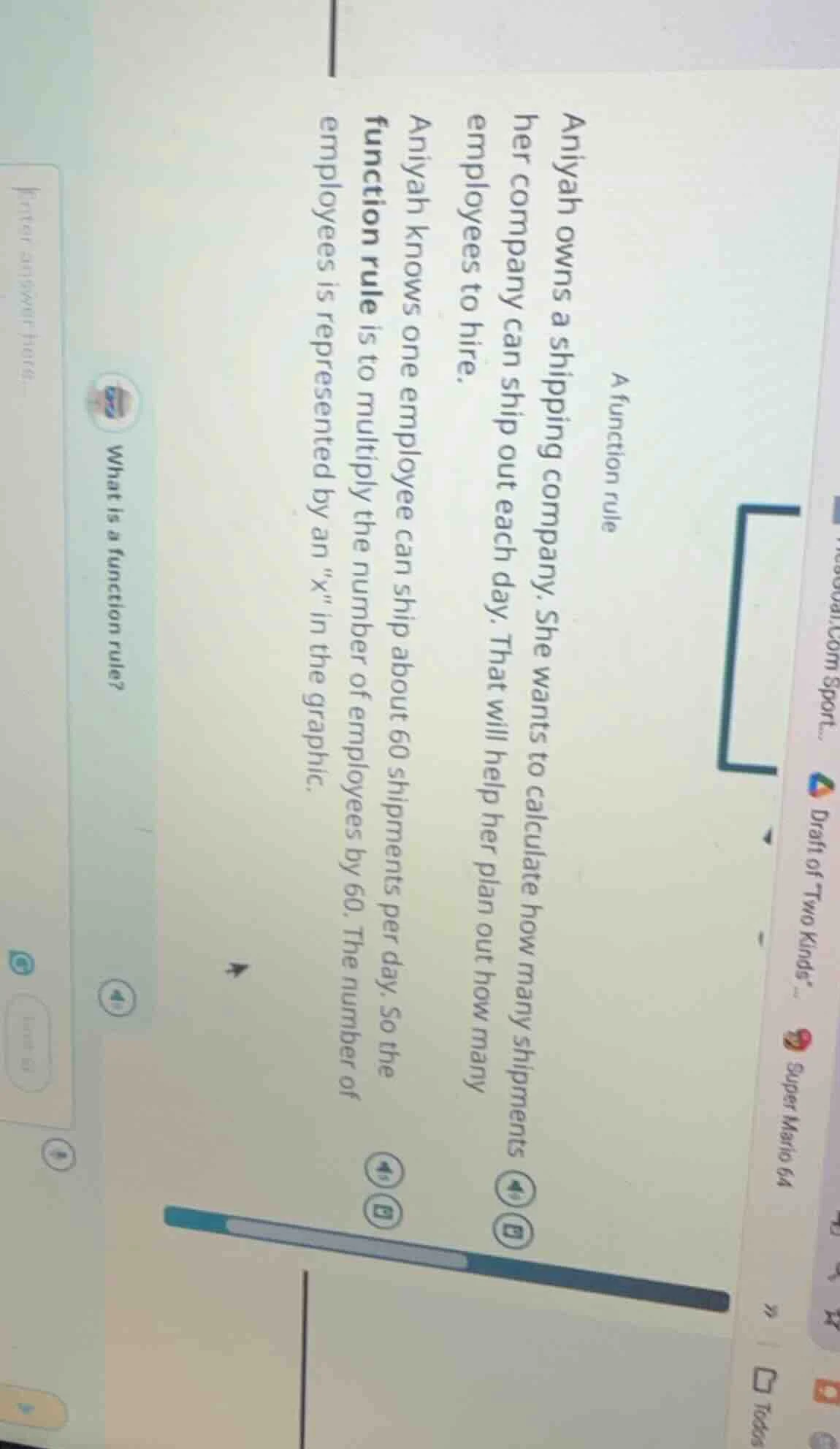 a function rule aniyah owns a shipping company. she wants to calculate …