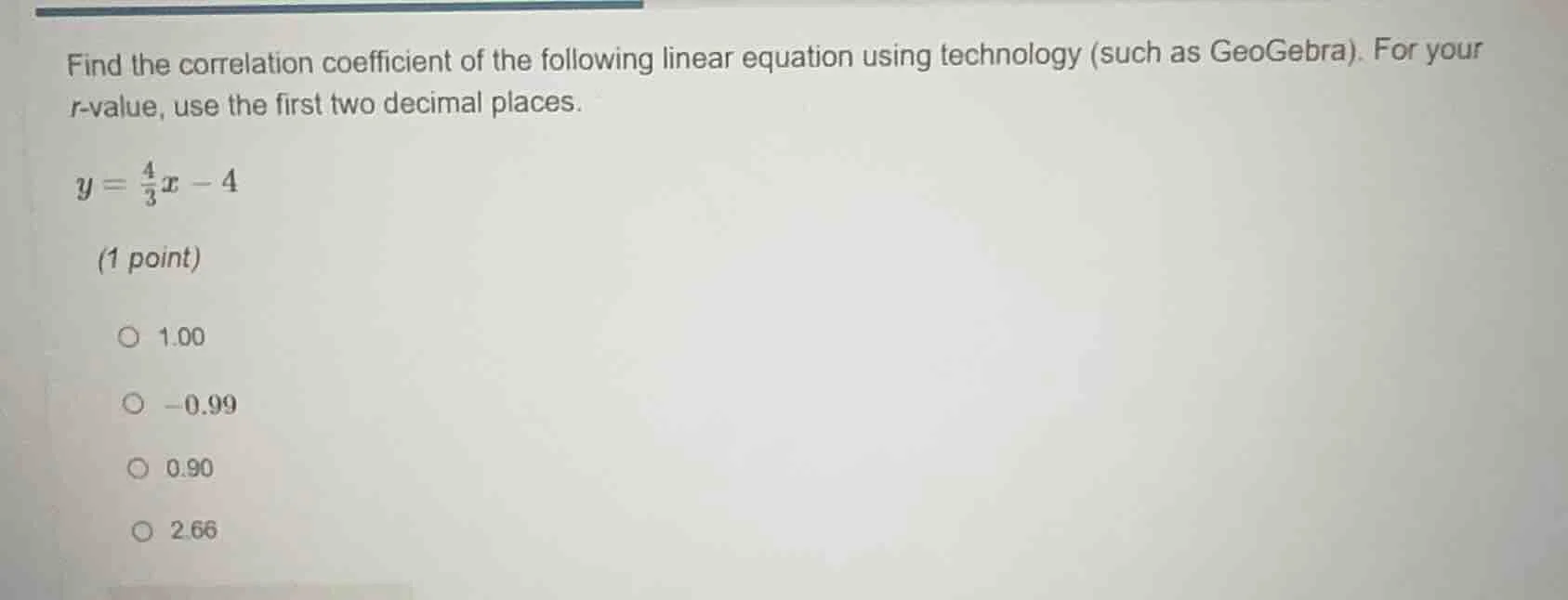 find the correlation coefficient of the following linear equation using…