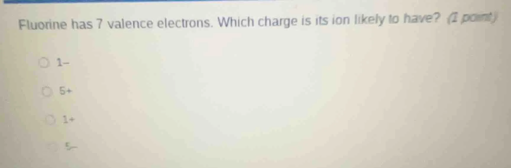 fluorine has 7 valence electrons. which charge is its ion likely to hav…