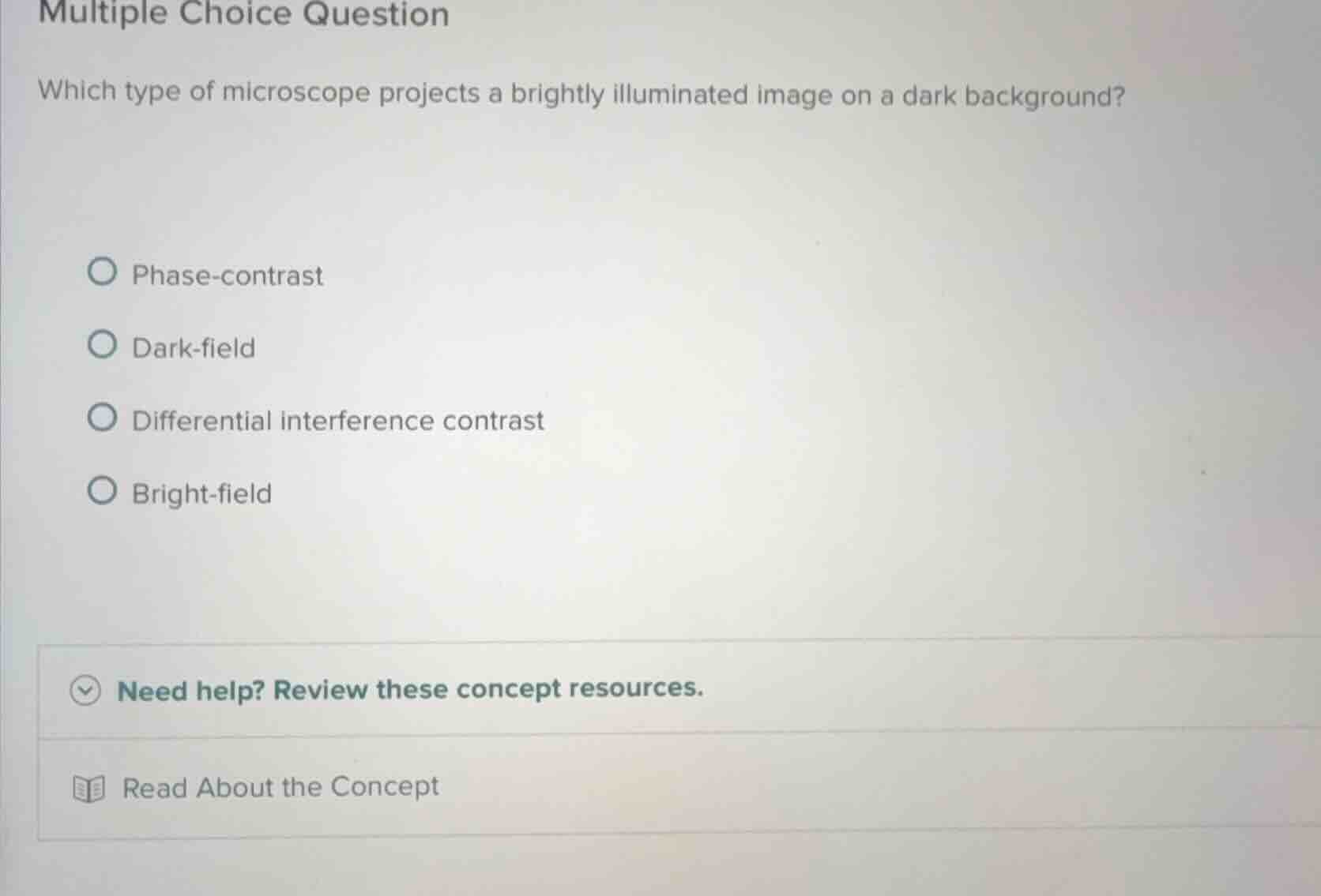 multiple choice question which type of microscope projects a brightly i…
