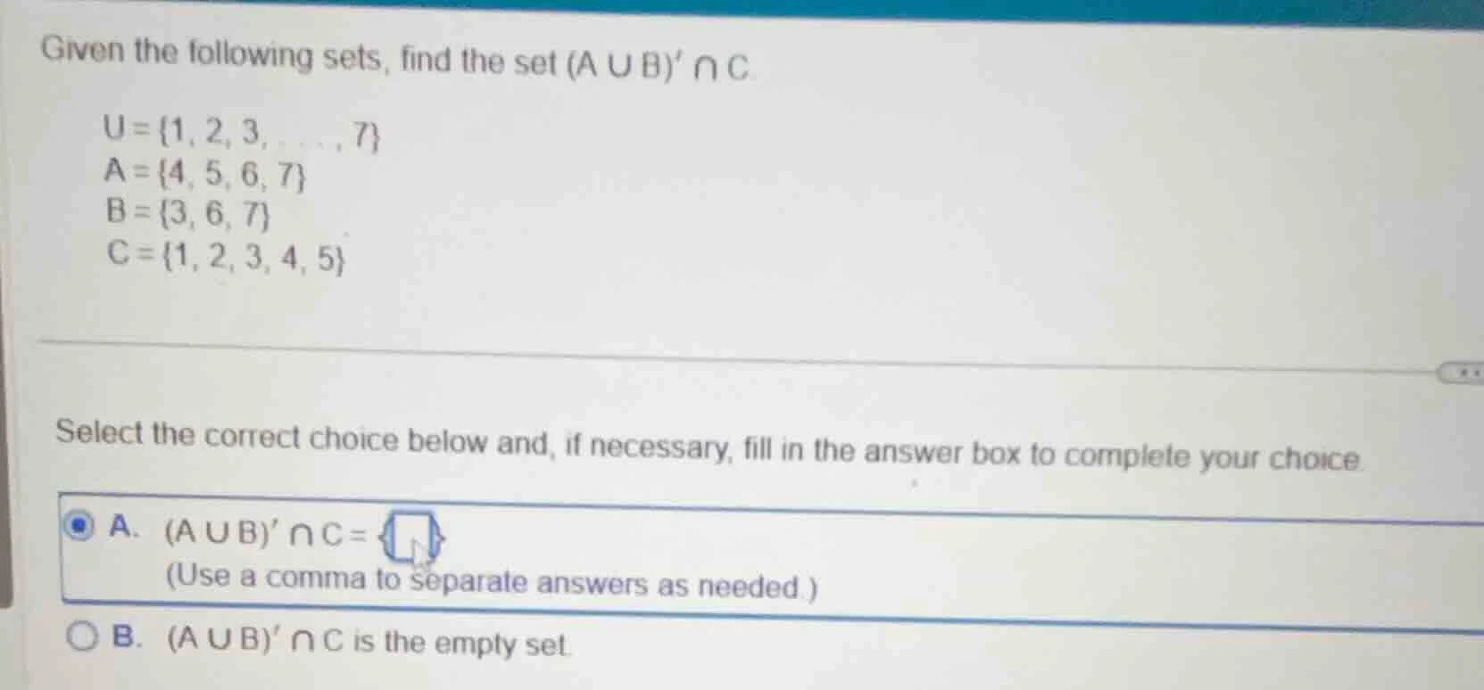 given the following sets, find the set $(a cup b) cap c$. $u = \\{1, 2,…