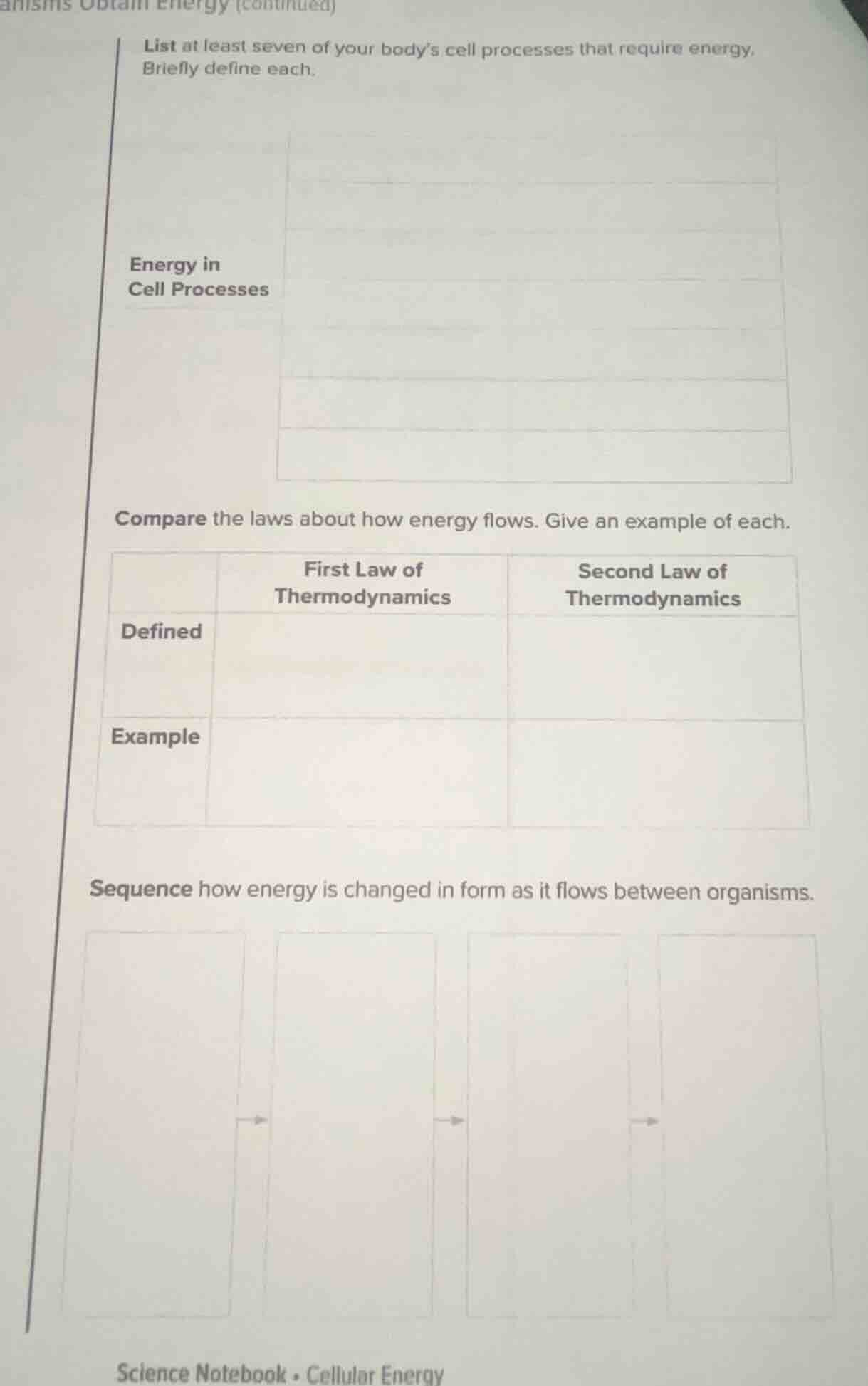 anisms obtain energy (continued) list at least seven of your body’s cel…