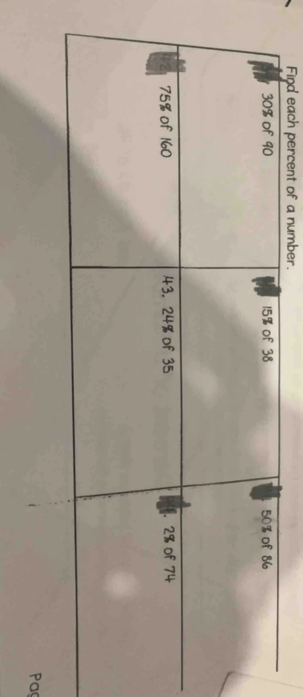 find each percent of a number. 30% of 40 15% of 38 50% of 86 75% of 160…