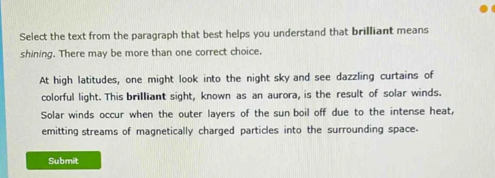 select the text from the paragraph that best helps you understand that …