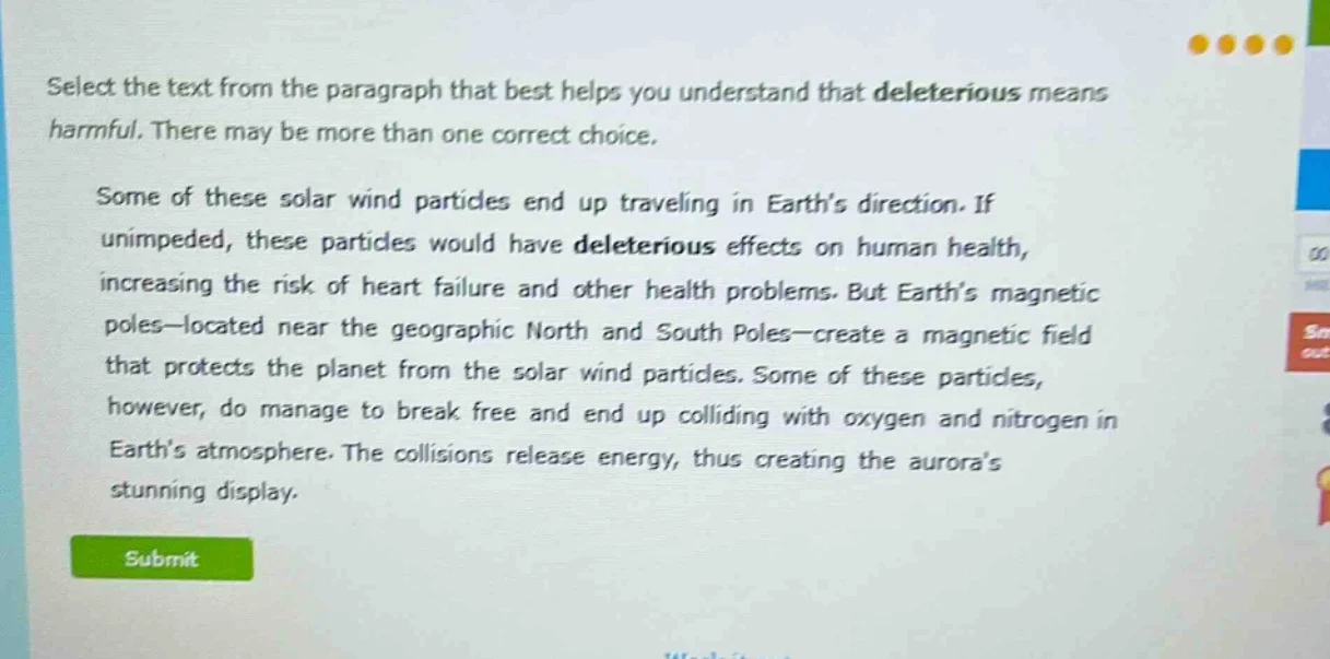 select the text from the paragraph that best helps you understand that …