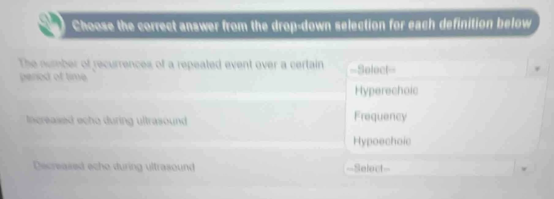 choose the correct answer from the drop-down selection for each definit…