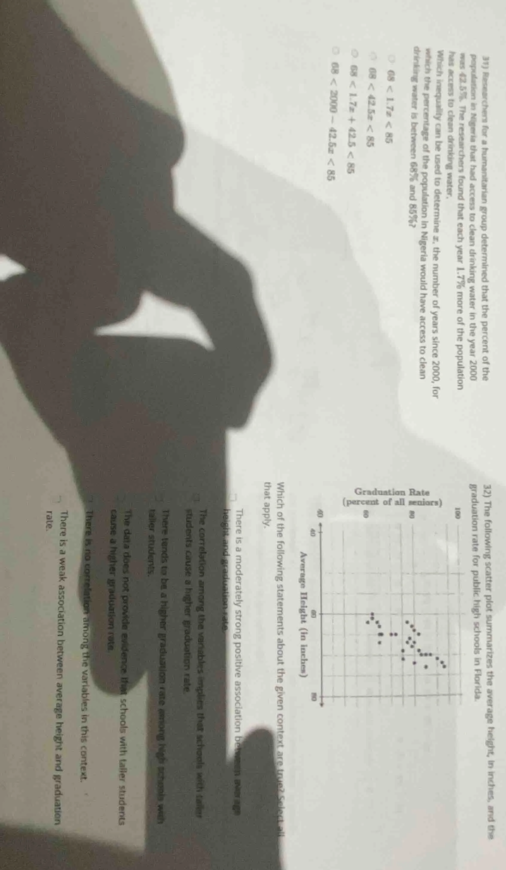 31) researchers for a humanitarian group determined that the percent of…