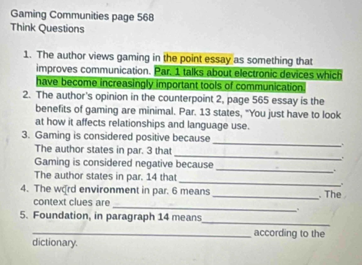 gaming communities page 568 think questions 1. the author views gaming …