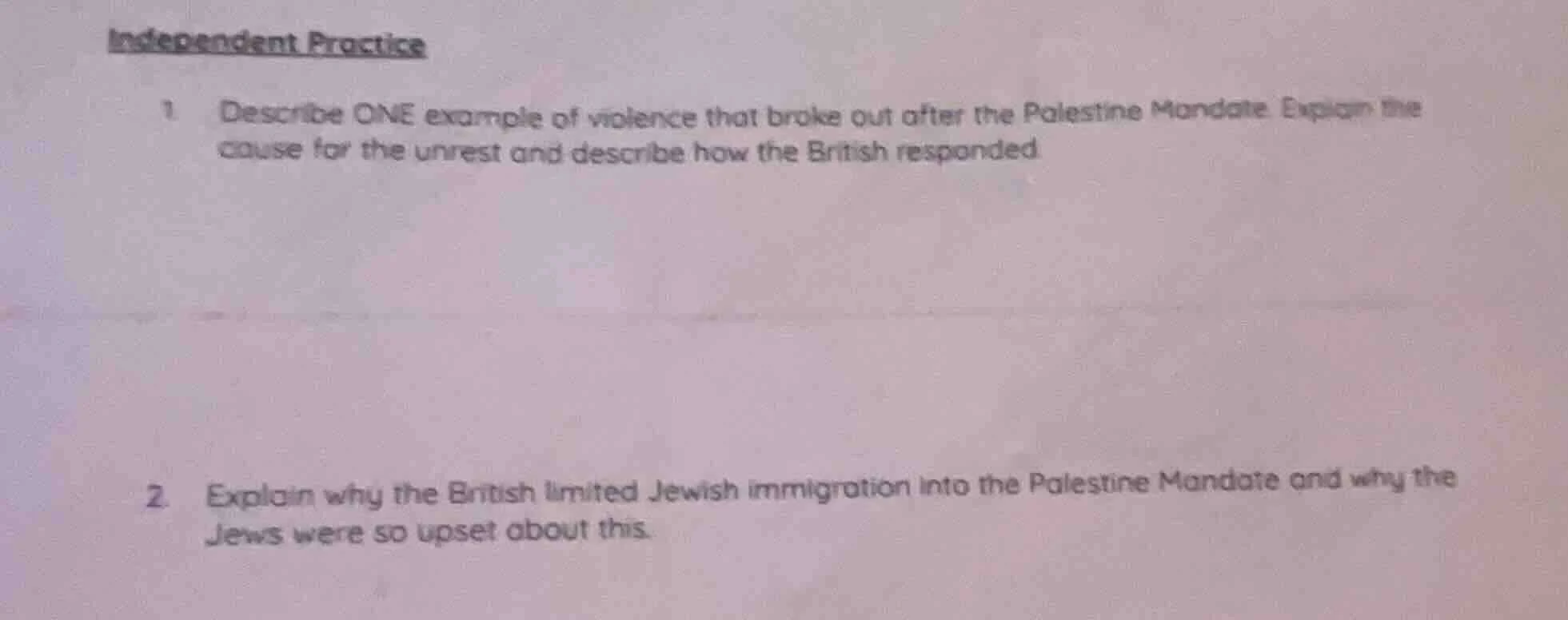 independent practice 1 describe one example of violence that broke out …