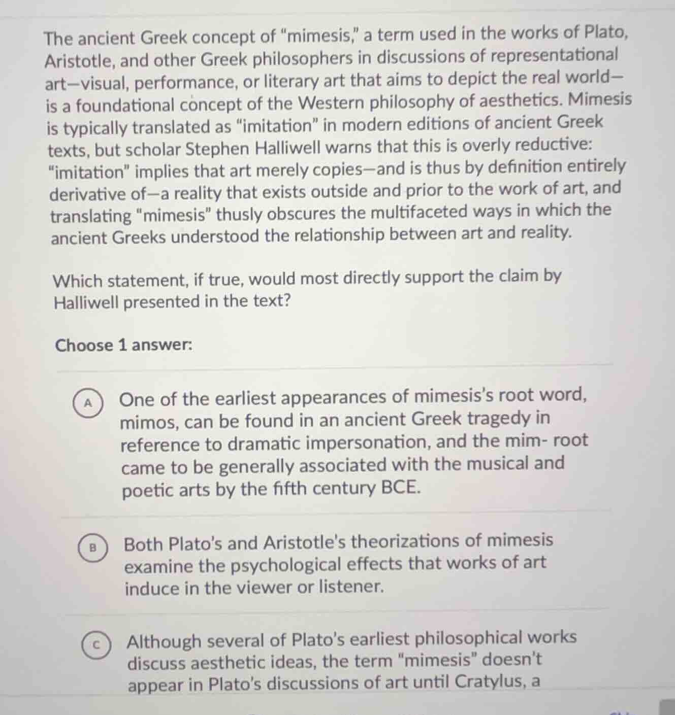 the ancient greek concept of “mimesis,” a term used in the works of pla…