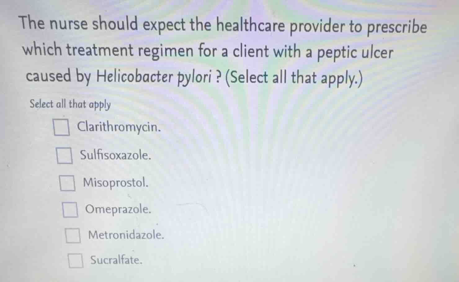 the nurse should expect the healthcare provider to prescribe which trea…