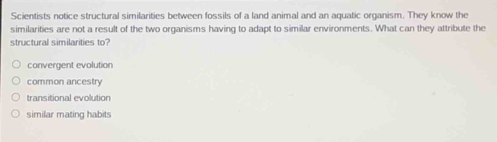 scientists notice structural similarities between fossils of a land ani…