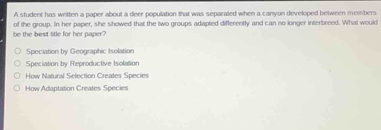 a student has written a paper about a deer population that was separate…