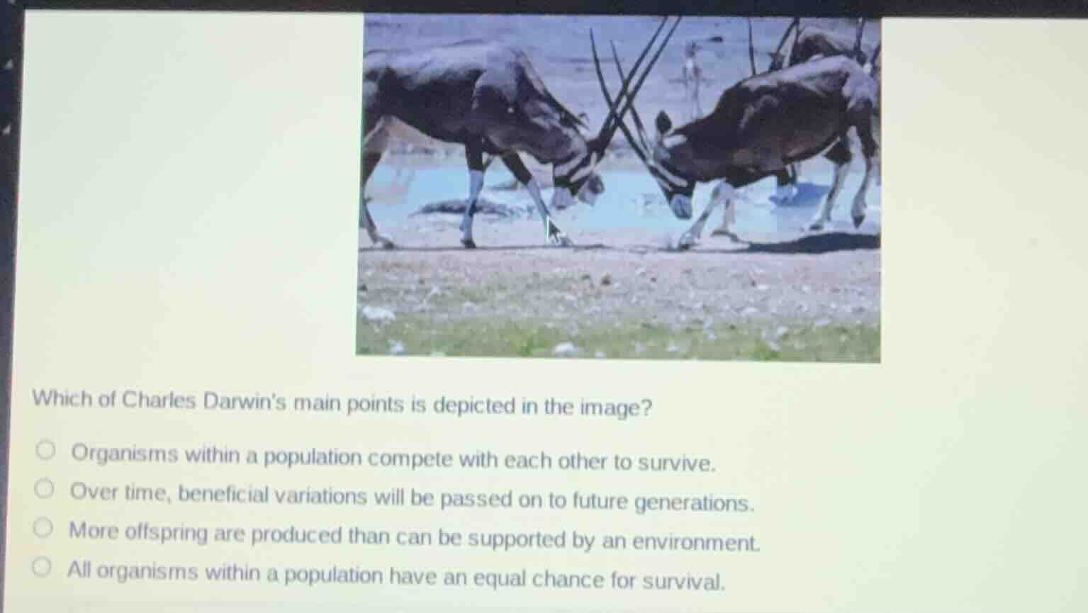 which of charles darwins main points is depicted in the image? organism…