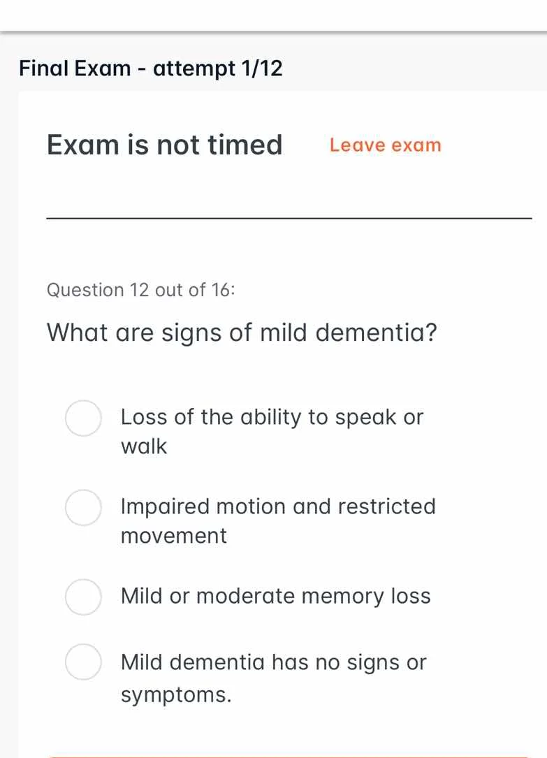 final exam - attempt 1/12 exam is not timed leave exam question 12 out …