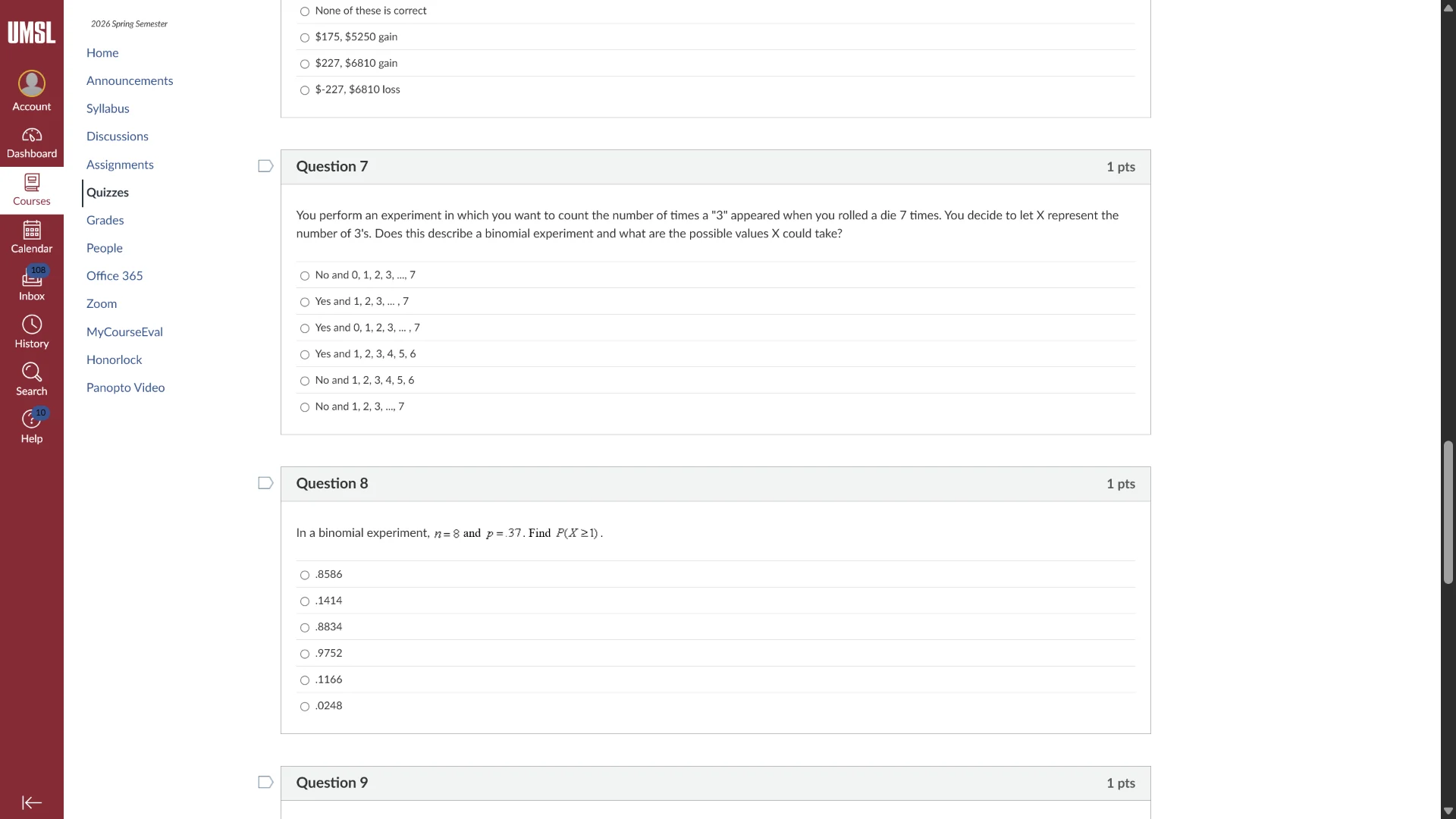 question 7 1 pts you perform an experiment in which you want to count t…