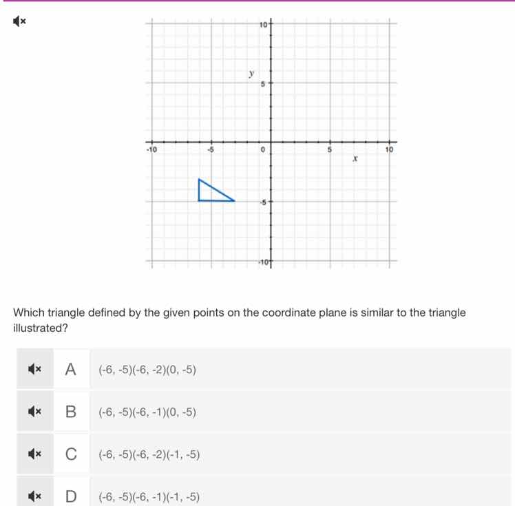 which triangle defined by the given points on the coordinate plane is s…