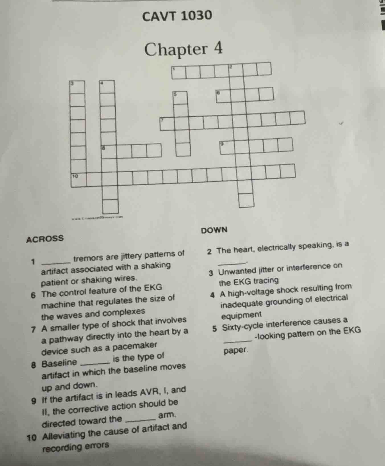 cavt 1030 chapter 4 across 1 ______ tremors are jittery patterns of art…