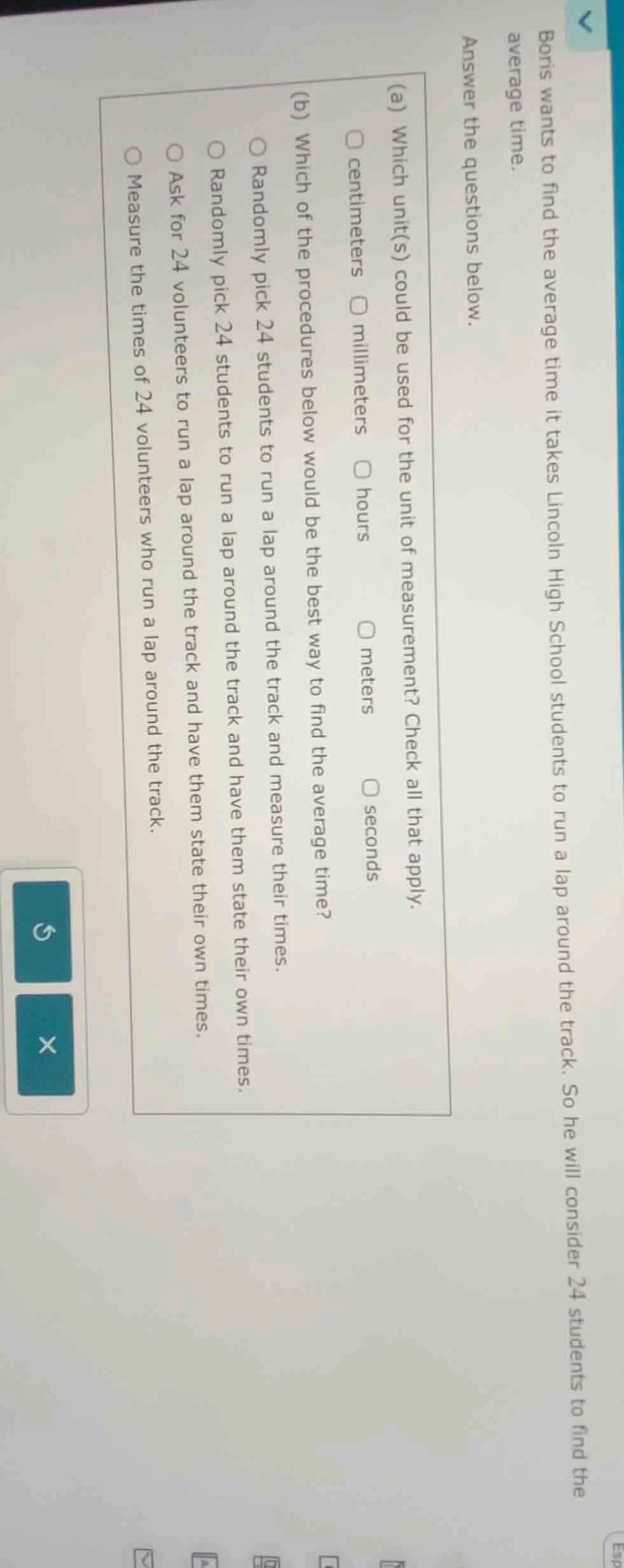 boris wants to find the average time it takes lincoln high school stude…