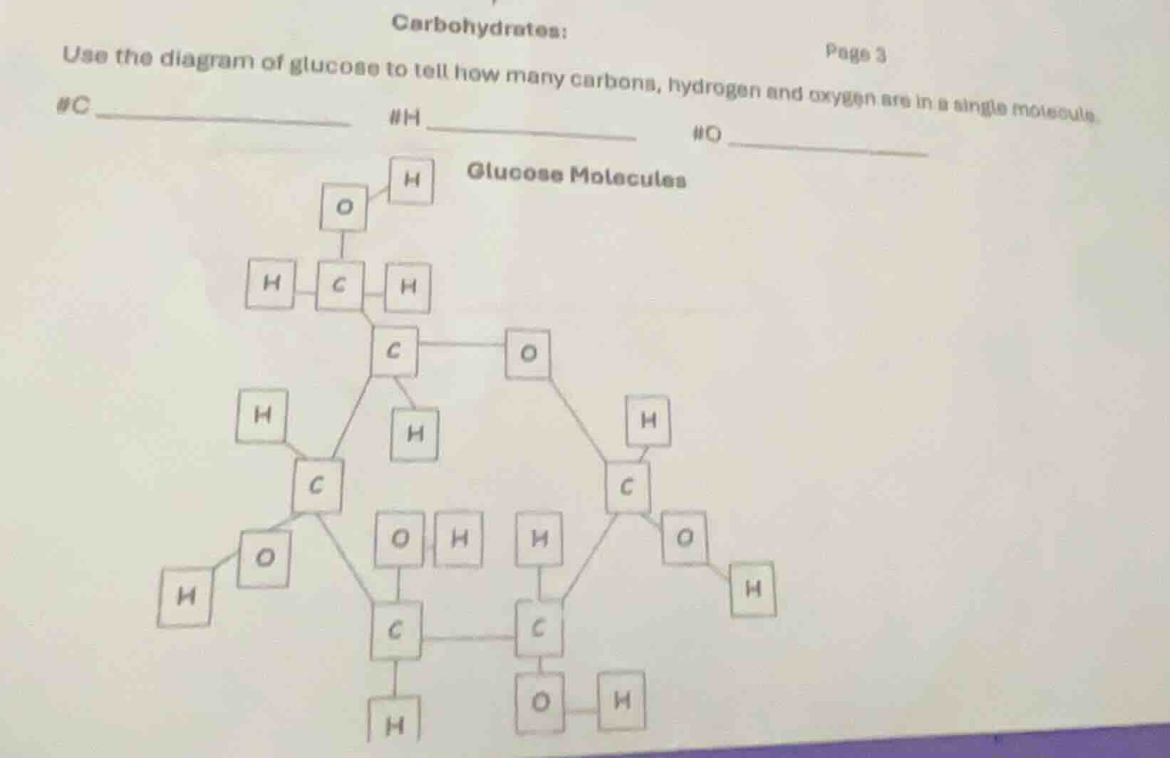 carbohydrates: page 3 use the diagram of glucose to tell how many carbo…