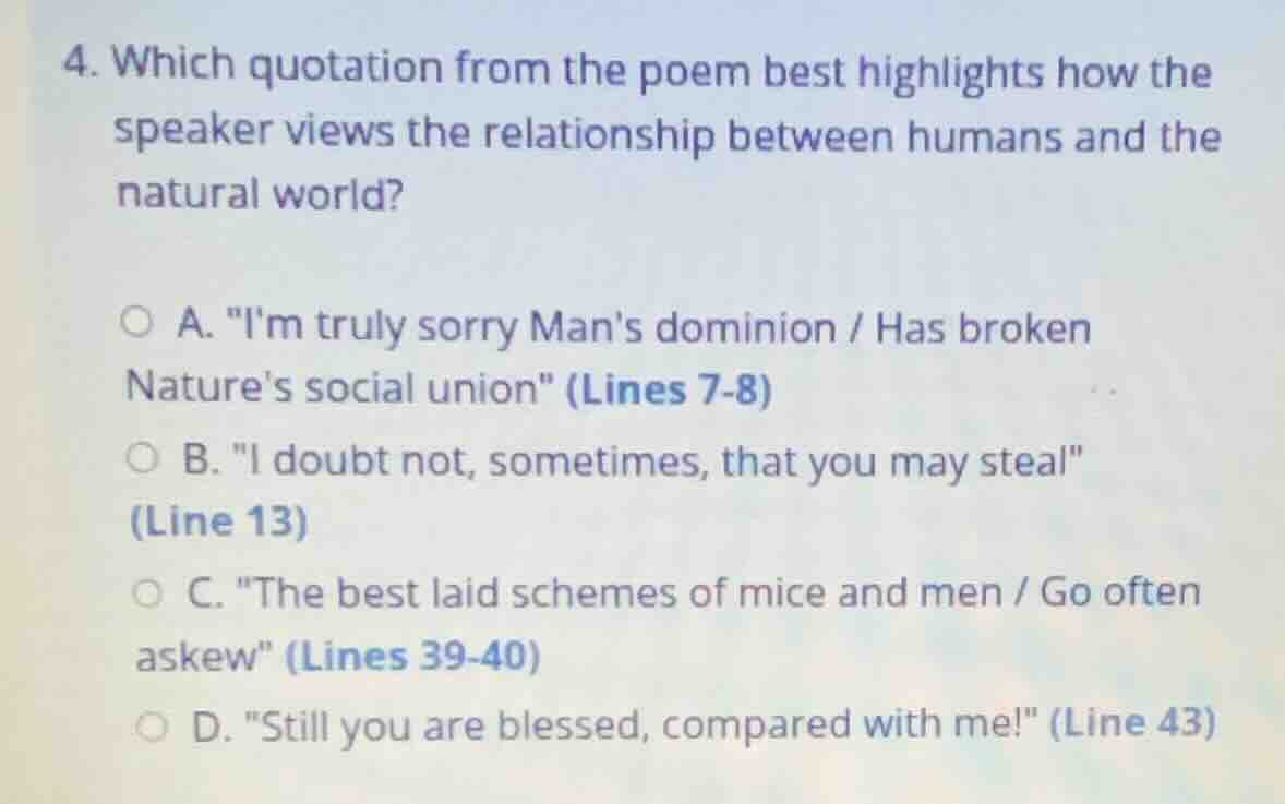4. which quotation from the poem best highlights how the speaker views …