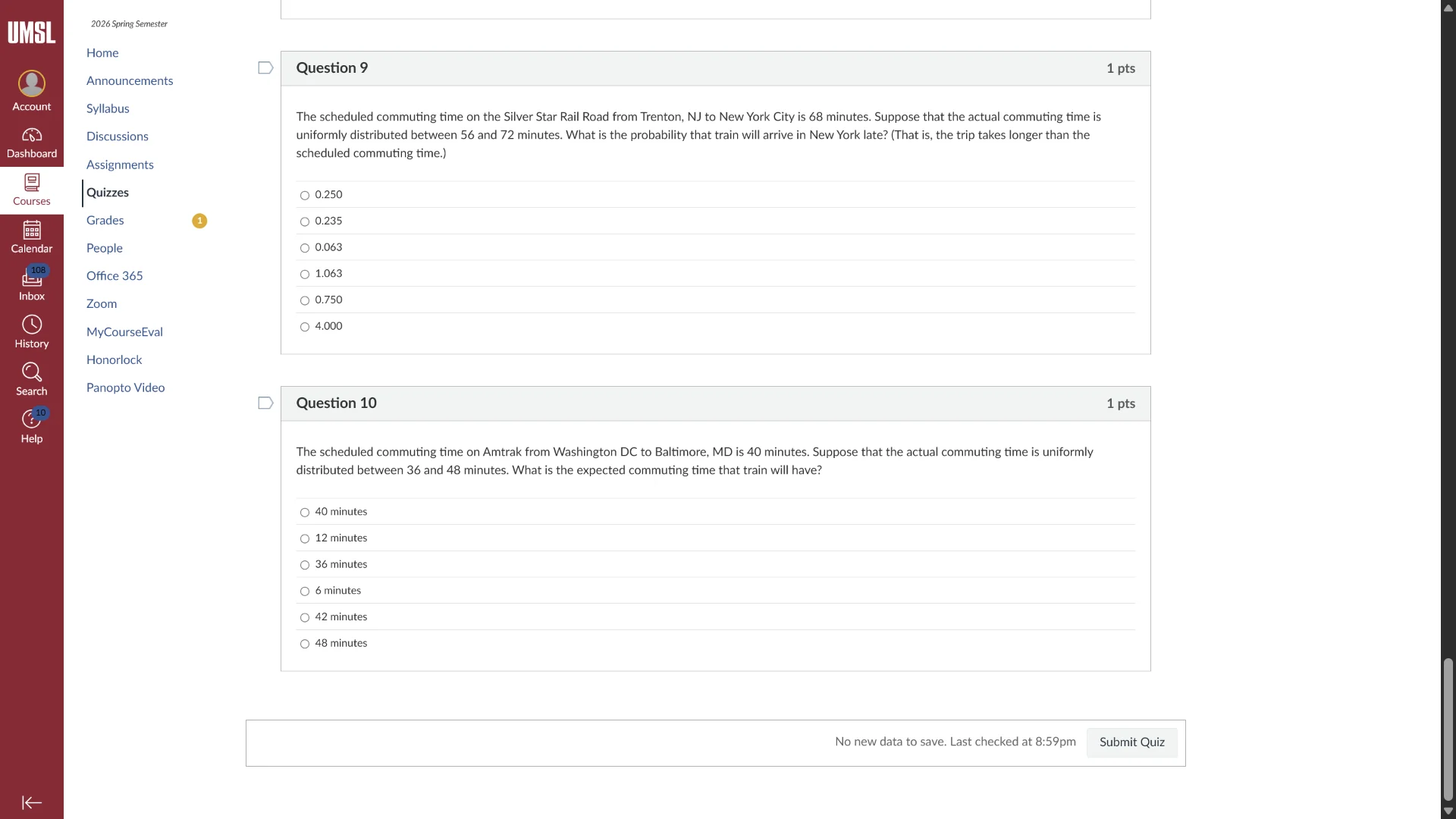 question 9 1 pts the scheduled commuting time on the silver star rail r…