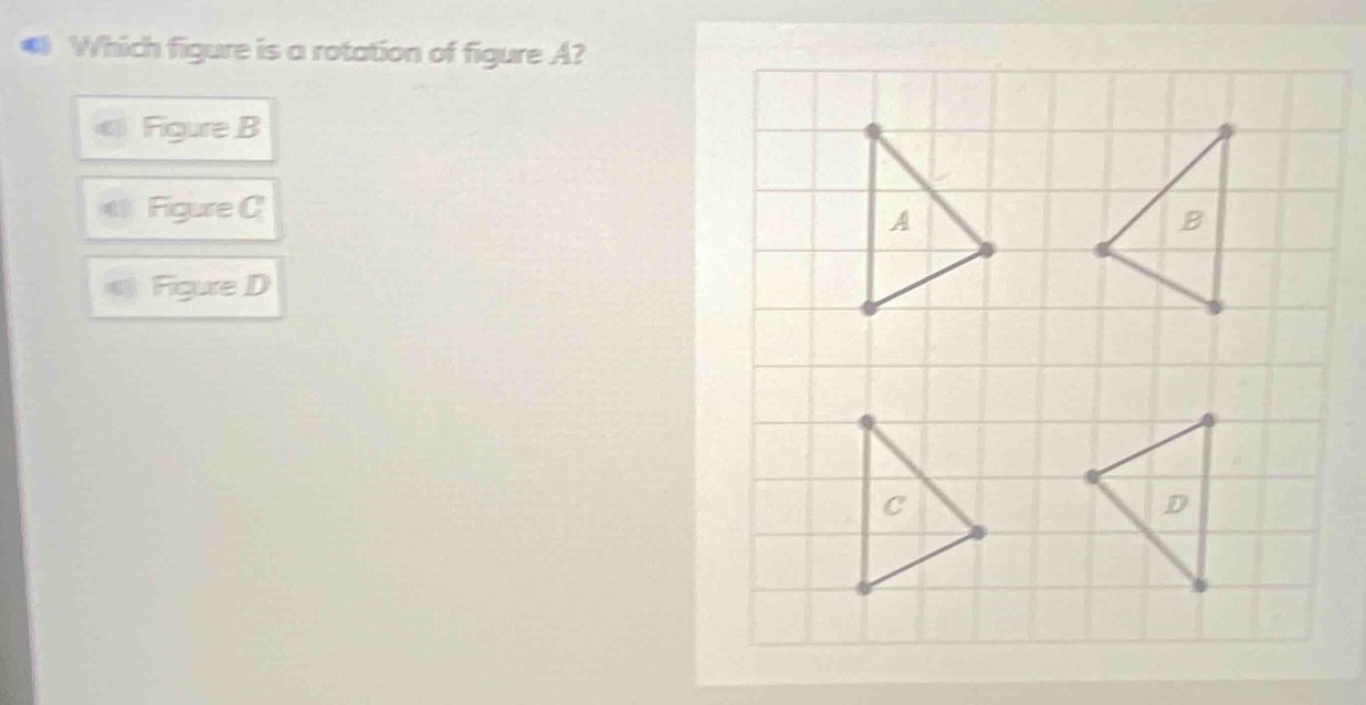 which figure is a rotation of figure a? figure b figure c figure d