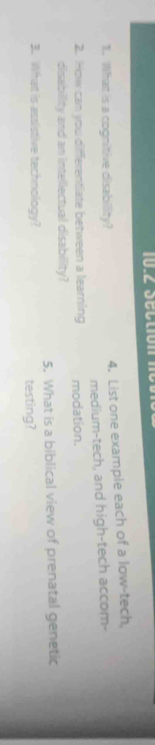 1. what is a cognitive disability? 2. how can you differentiate between…