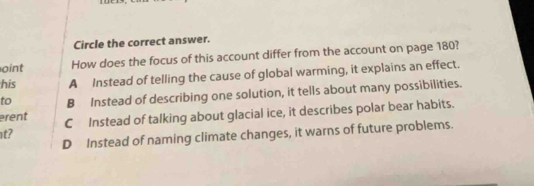 circle the correct answer. how does the focus of this account differ fr…