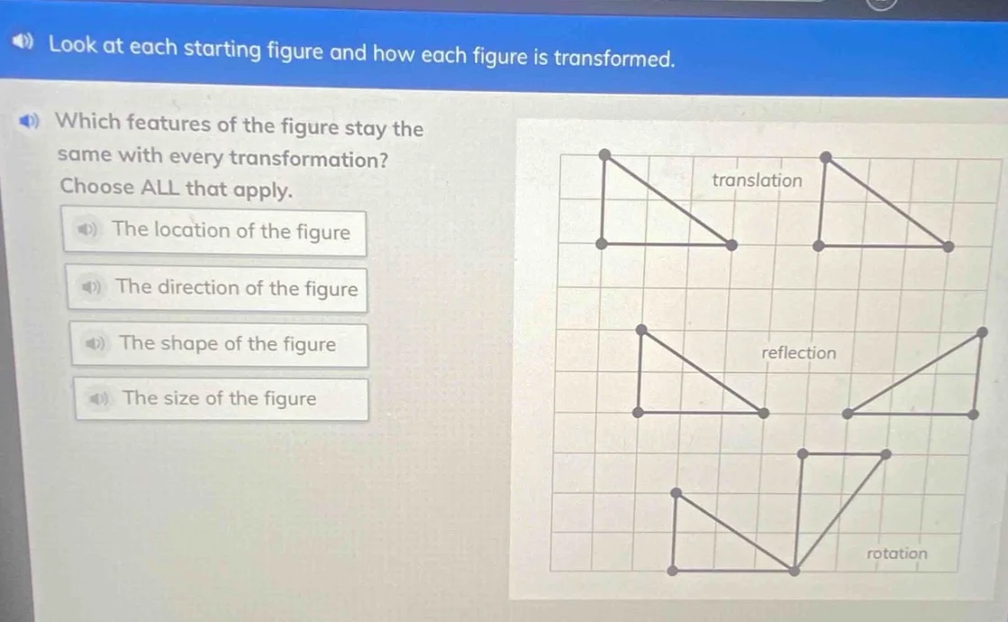 look at each starting figure and how each figure is transformed. which …