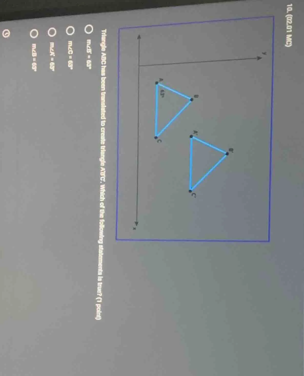10. (02.01 mc) triangle abc has been translated to create triangle abc.…