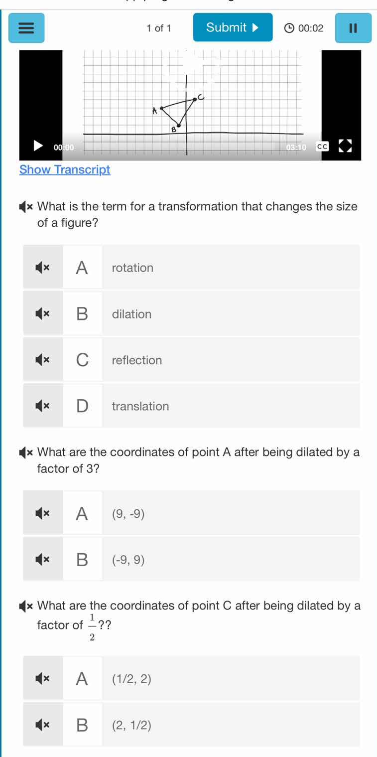 what is the term for a transformation that changes the size of a figure…