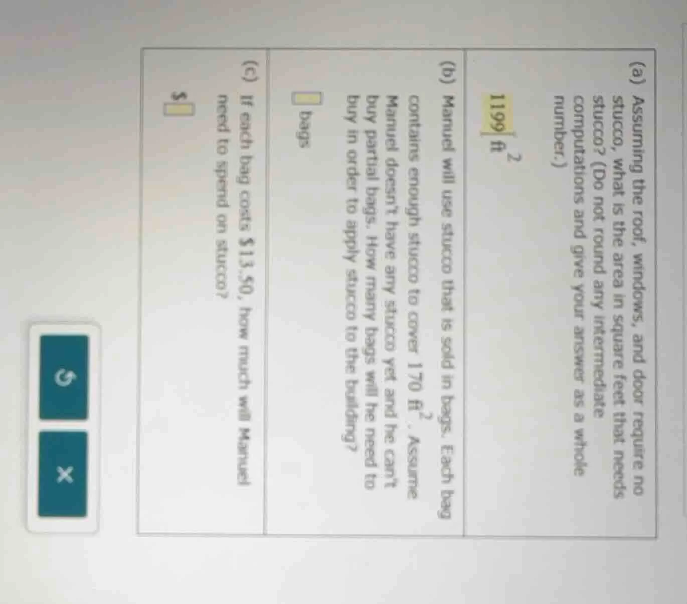 (a) assuming the roof, windows, and door require no stucco, what is the…