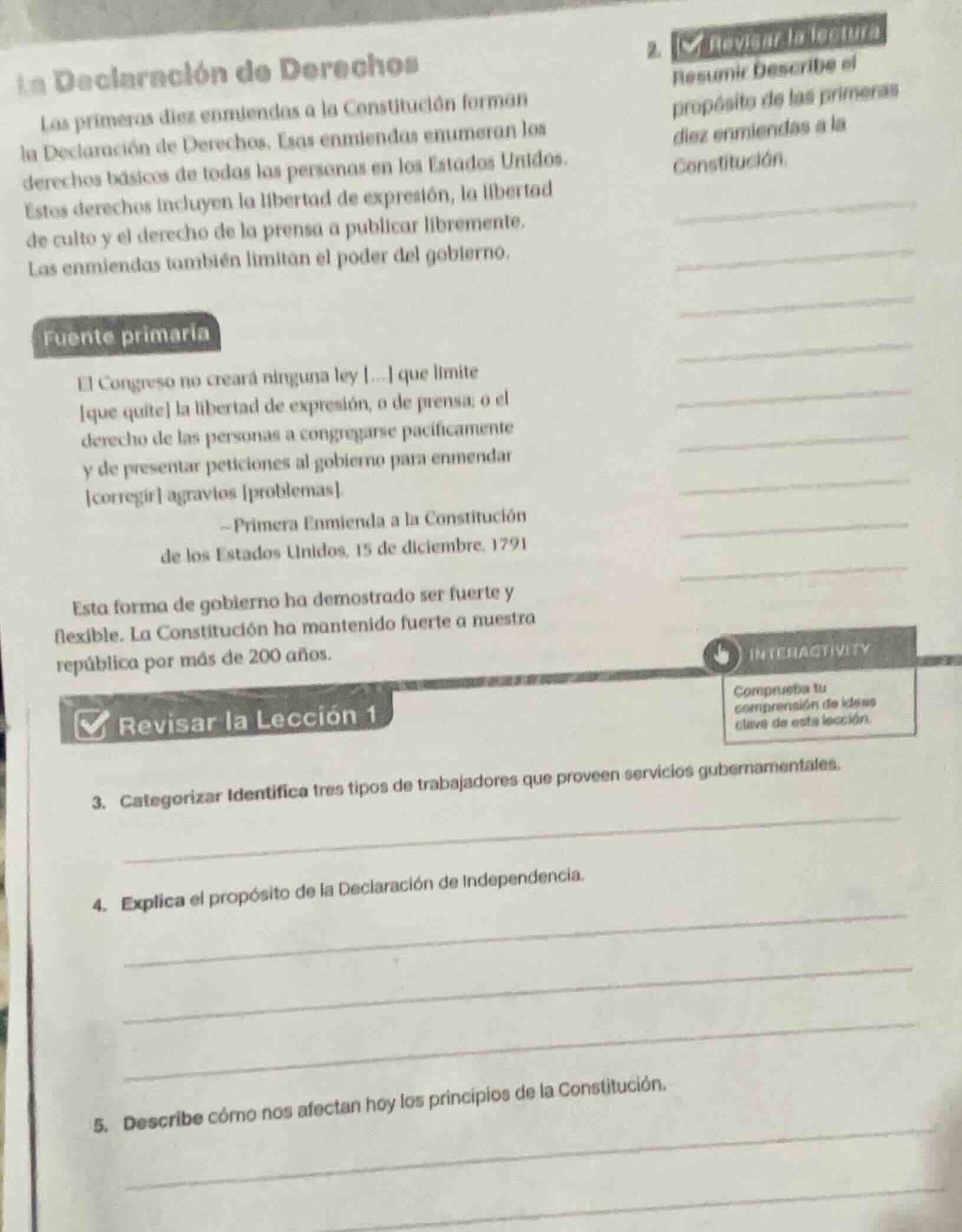 la declaración de derechos las primeras diez enmiendas a la constitució…
